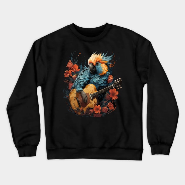 Cockatoo Playing Guitar Crewneck Sweatshirt by JH Mart